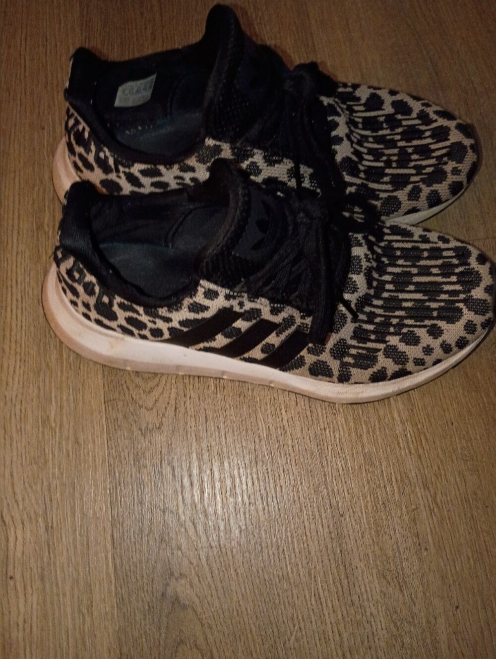 adidas Women's Leopard Knit Running Shoes in Black and Tan